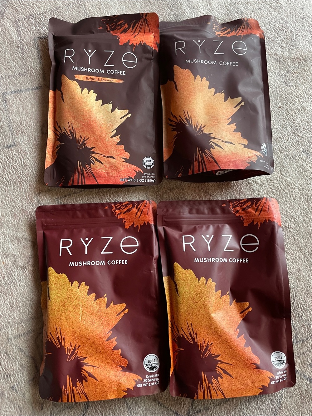 Ryze Mushroom Coffee - Dark Brown & Orange Blend